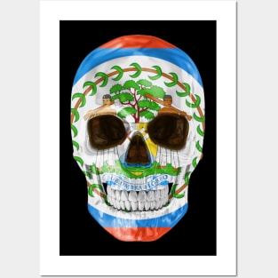 Belize Flag Skull - Gift for Belizean 19.02.52 With Roots From Belize Posters and Art